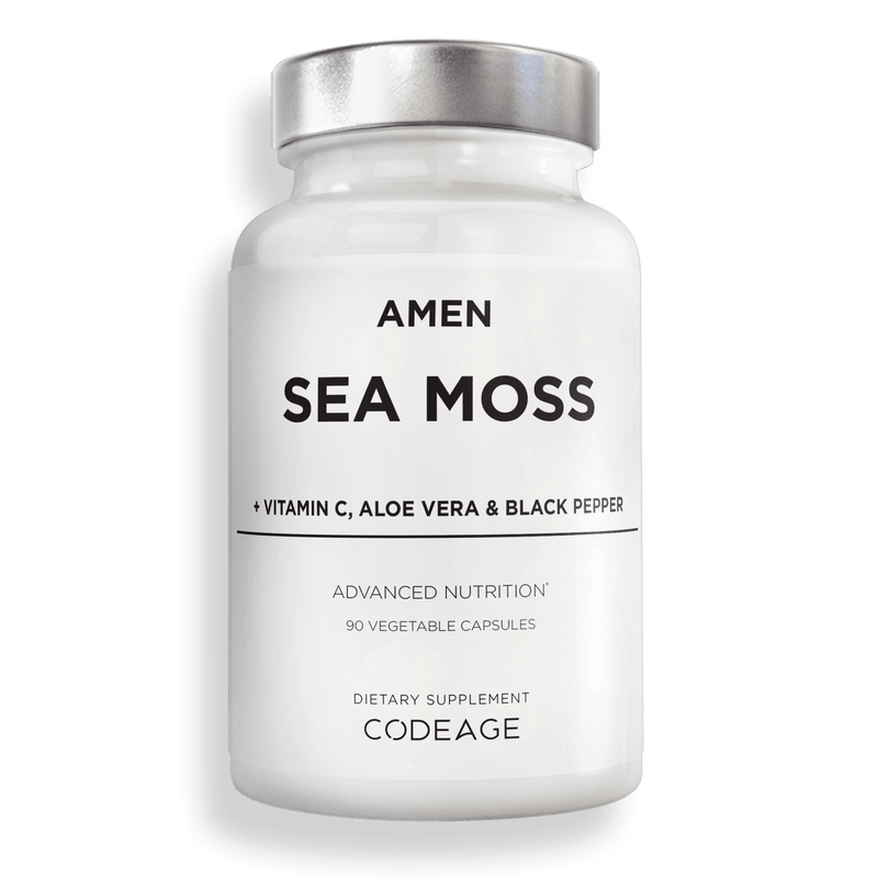 Amen Organic Sea Moss Supplement Bladderwrack Budrock Vitamin C Aloe Vera Black Pepper
