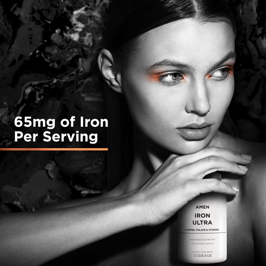 Amen 65mg Iron Supplement Ferrous Sulfate Copper Folate Vitamins -6