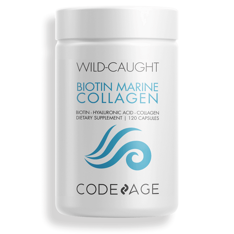 Codeage Wild Caught Biotin Marine Collagen Vitamin C E Hyaluronic Acid Front