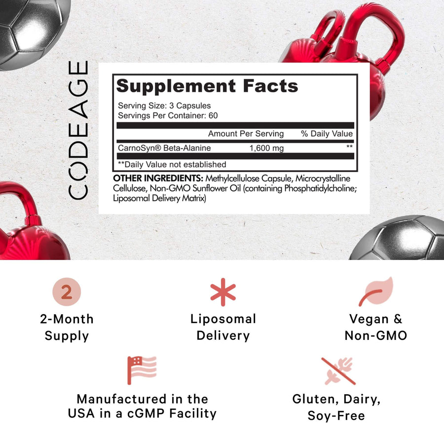 Codeage Liposomal Beta-Alanine Carnosyn supplement sport supplement facts