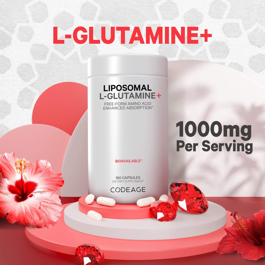Codeage Liposomal L-glutamine capsule 1000mg per serving supplement free form amino acid