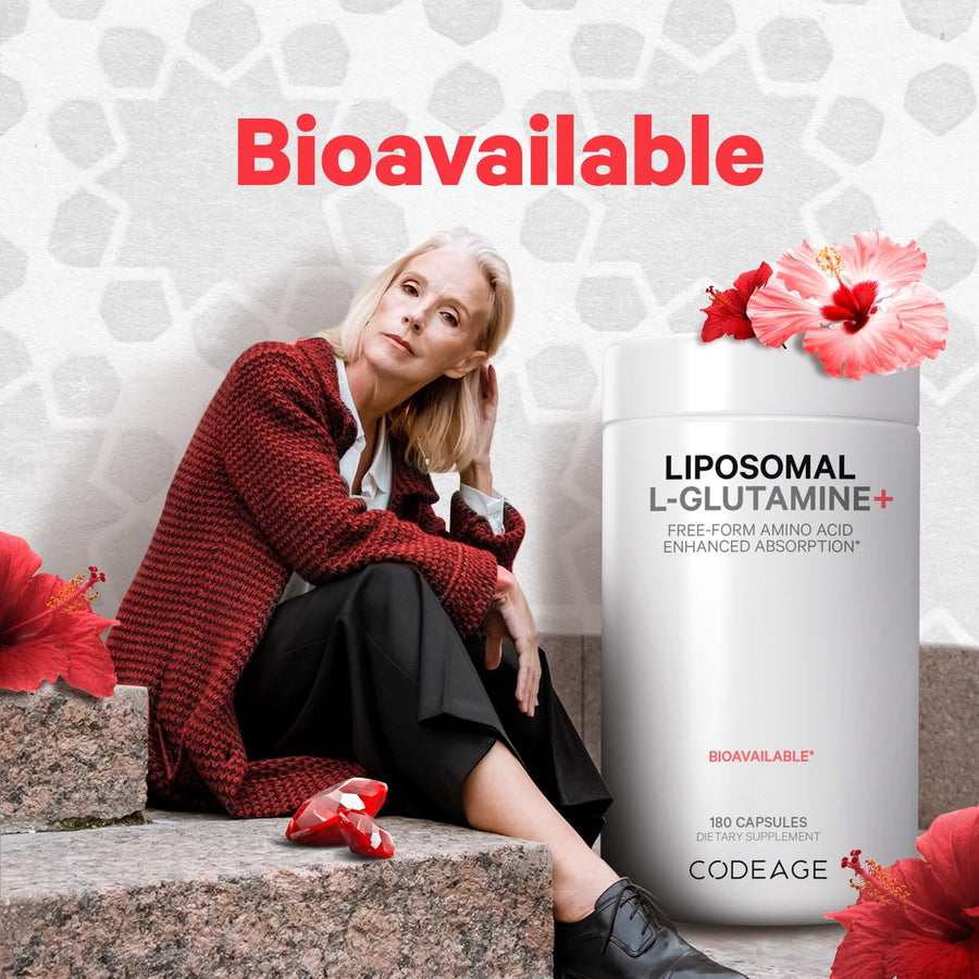 Codeage Liposomal L-glutamine capsule 1000mg supplement free form amino acid bioavailable