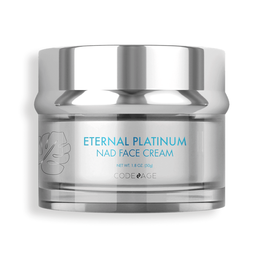 Codeage Eternal Platinum NAD + Face Cream with Resveratrol, Niacinamide, Collagen, Hyaluronic Acid HLA, Vitamin C & E, Shea Butter, Aloe Vera, Almond Oil, Coconut, Rosemary, Seaweed & Sesame Seed Extracts, Cosmetics Beauty Skincare Product