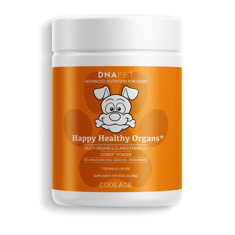 DNA PET Happy Healthy Organs for Dogs, beef organs powder canine supplement, multi organs & glands dog supplement