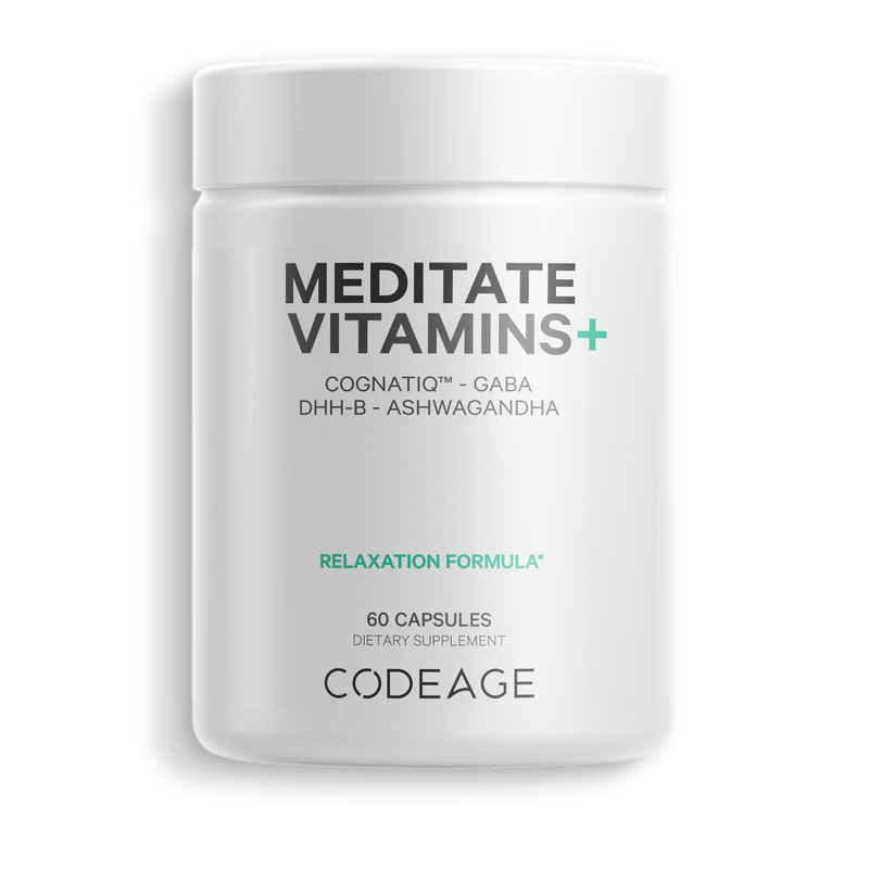 Codagge Codeage Meditate, CognatiQ™, GABA, DHH-B, Organic Mushrooms, Blueberries