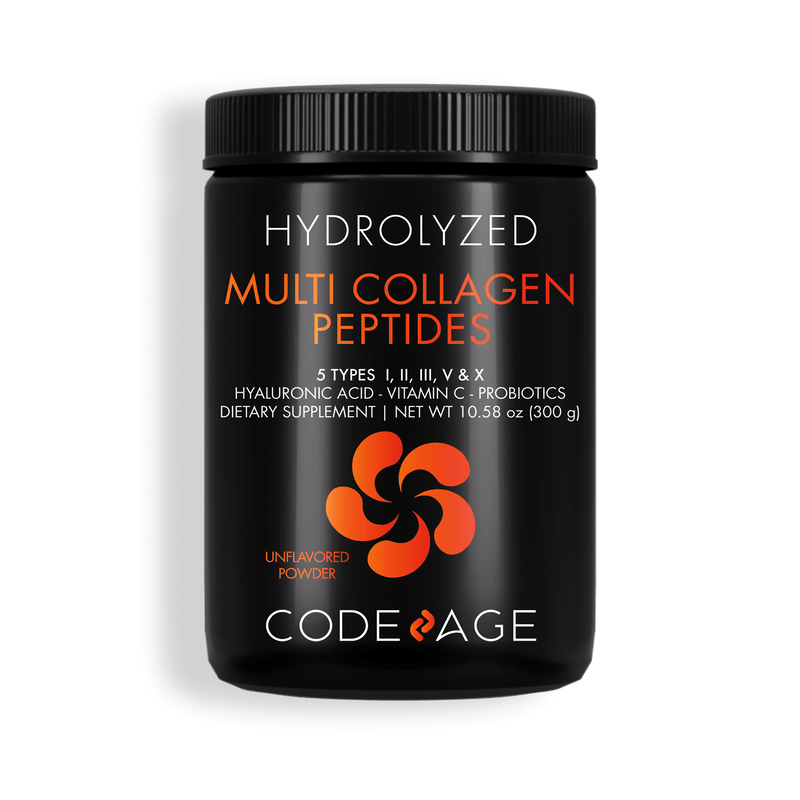 Codeage Multi Collagen Peptides + Probiotics Black Edition, Vitamin C, Hyaluronic Acid Powder Supplement Type 1 2 3 5 & 10