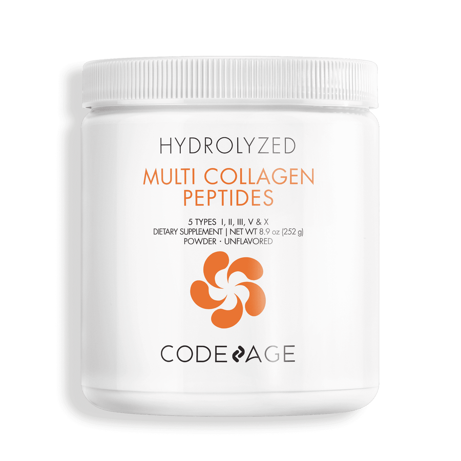 Codeage Multi Collagen Powder Protein Mini Hydrolyzed All In One Supplement Peptides Type I, II, III, V, X Unflavored 1 Month Supply  Front