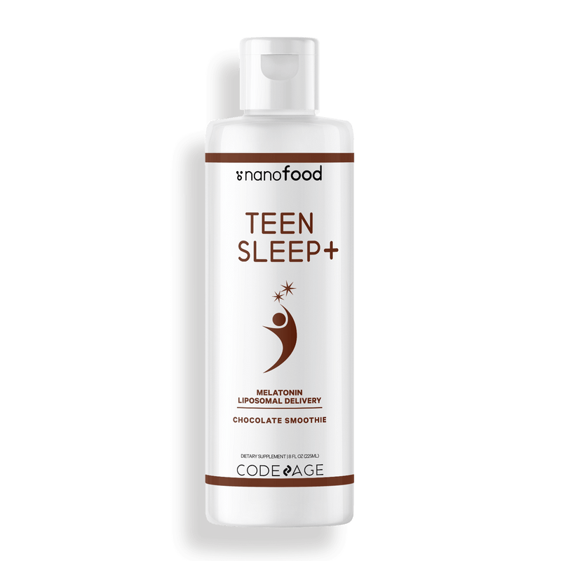 Nanofood Liposomal Teen Sleep + Liquid Melatonin Supplement for Teens, Vitamin E, Liposomes & Phospholipids, Sugar-Free Chocolate Smoothie Drops, 3-Month Supply, 90 Servings, Vegan & non-GMO Softgel