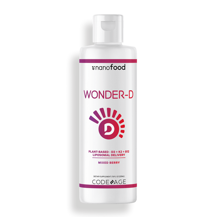 Nanofood Liposomal Wonder-D, Vegan Cholecalciferol Vitamin D3 1000 IU Liquid Drops Supplement, Plant-Based Vitamins B12 & K2, Phospholipid Complex